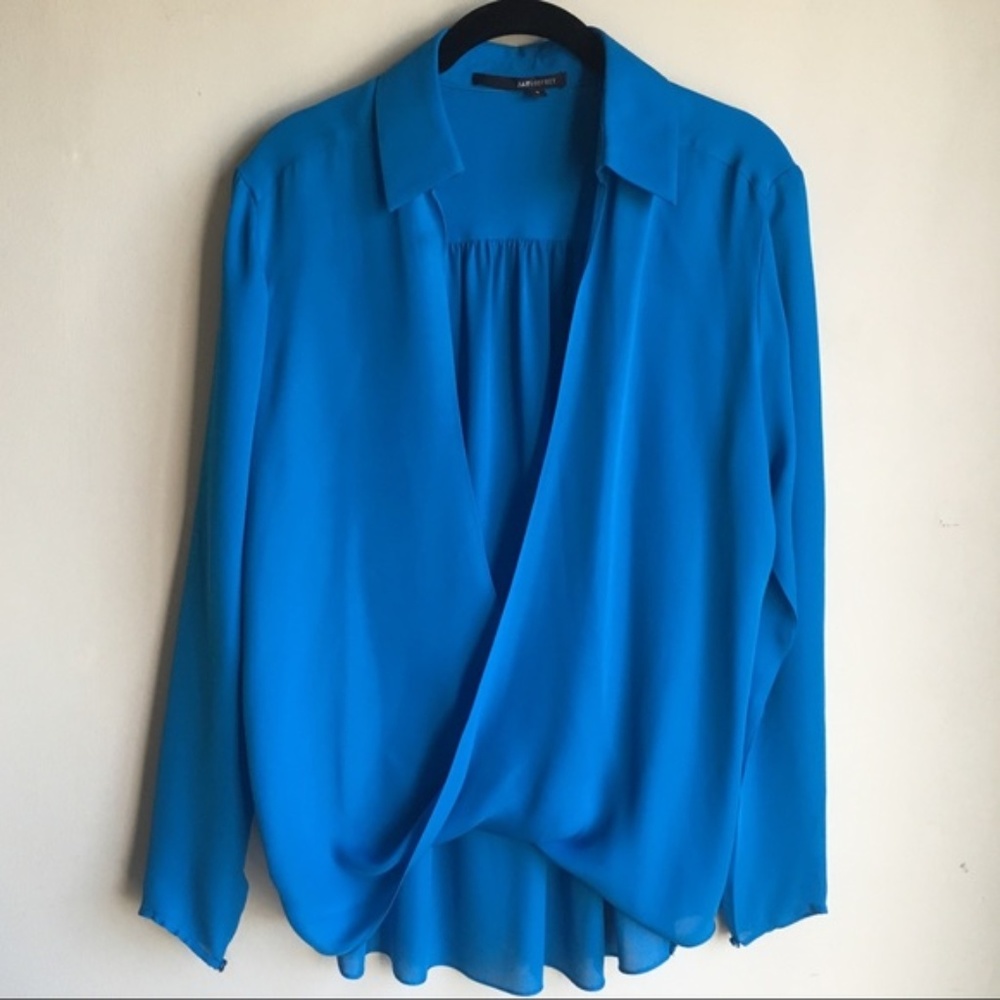 Jay Godfrey Silk Open Blouse, Laguna Blue, Size 6